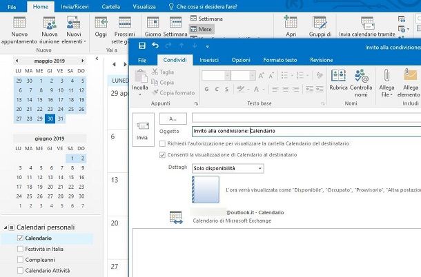 Calendario Microsoft Outlook Windows con Exchange