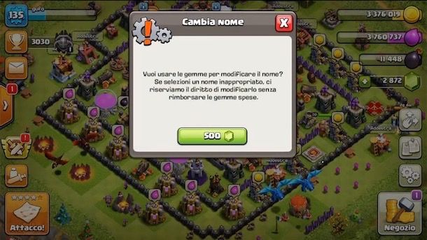 Modificare nome Clash of Clans