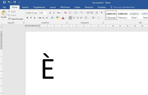 Carattere è su Word
