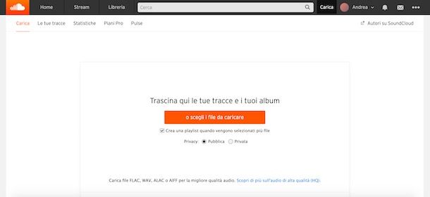 Caricare musica su SoundCloud