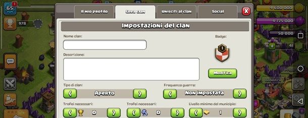 Creare nome clan Clash of Clans