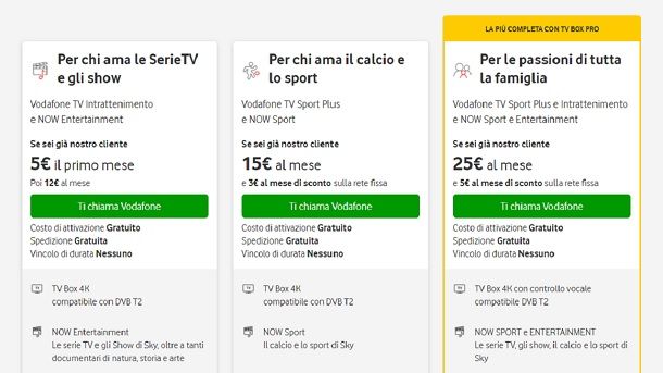 Offerte telefoniche Vodafone NOW