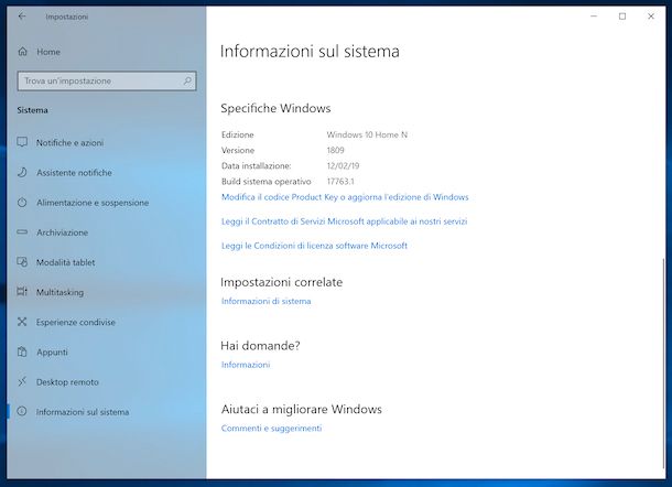 Impostazioni di Windows 10