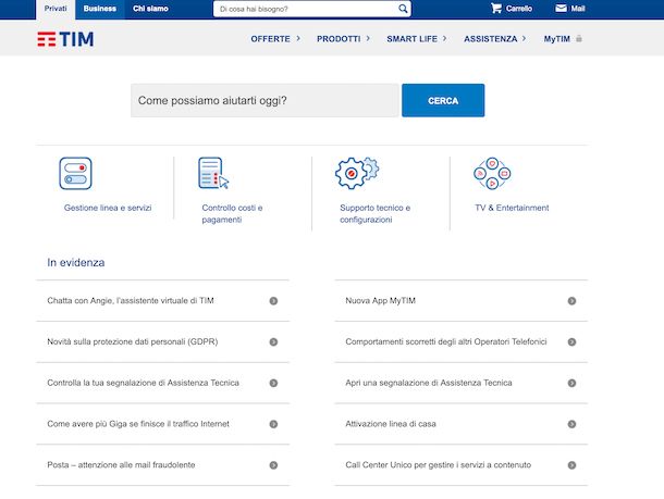Assistenza online TIM