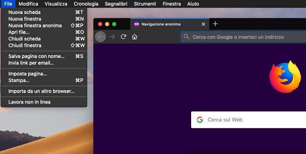 Disattivare navigazione privata Firefox macOS