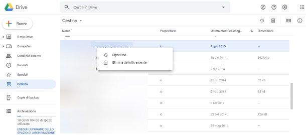 Come recuperare file eliminati da Google Drive