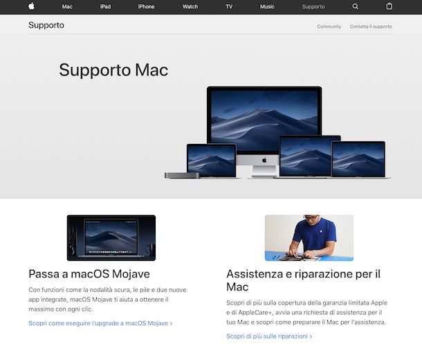 Supporto Apple per Mac