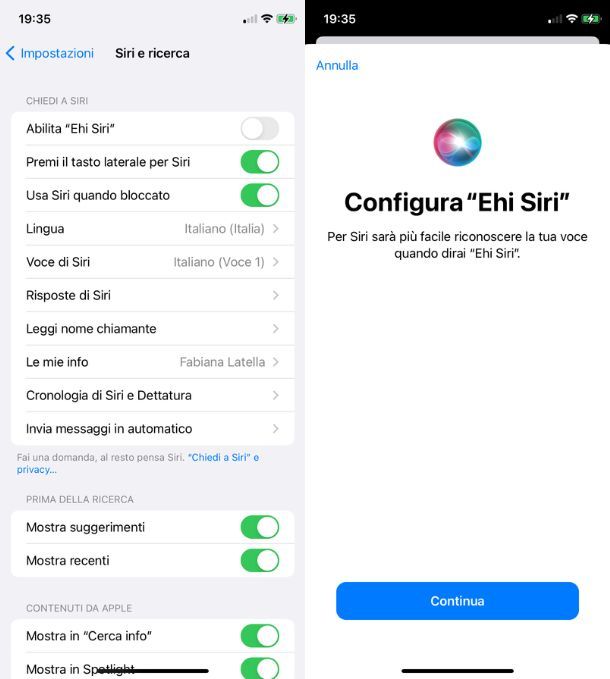 Configurare Siri