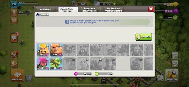 Addestrare truppe su Cash of clans