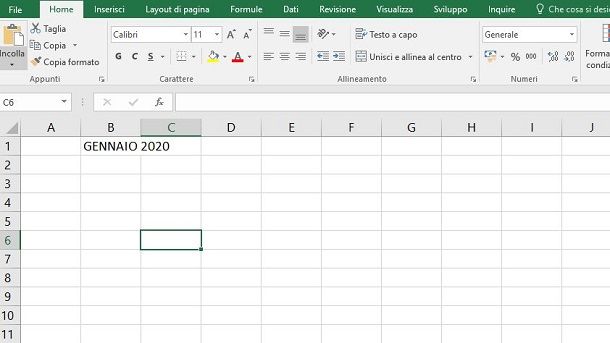 Excel calendario mese e anno