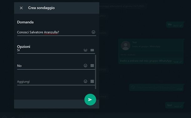 Sondaggio WhatsApp PC
