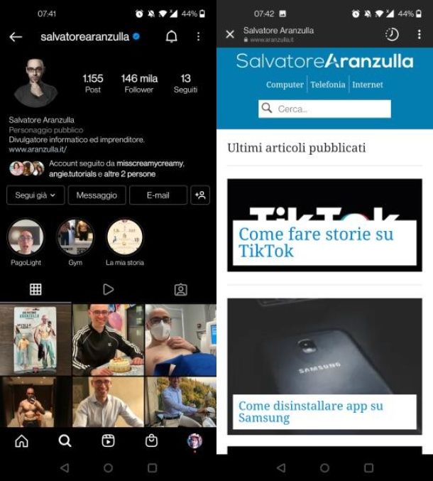 Come vedere link in bio su Instagram app