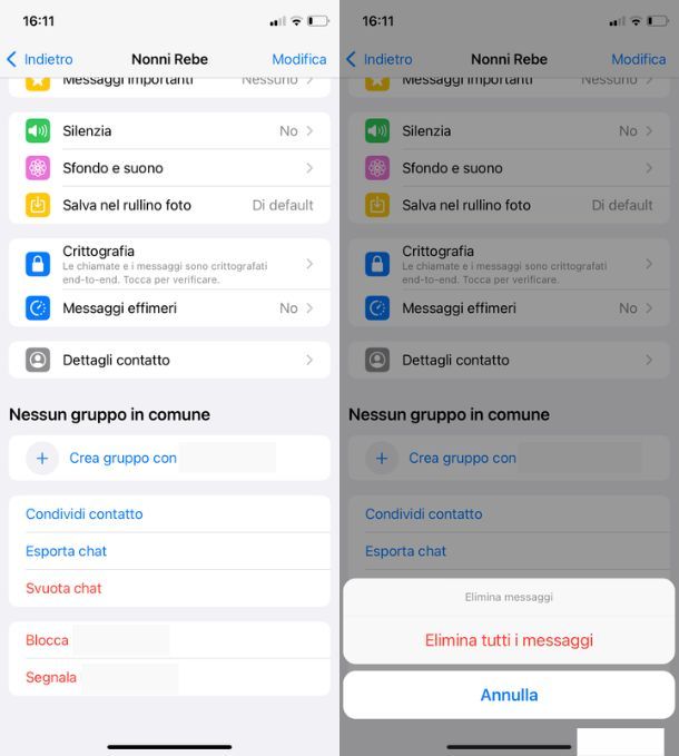 Cancellare cronologia chat WhatsApp