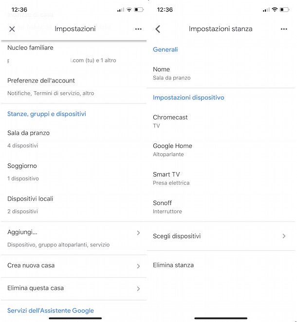 Eliminare casa Google Home