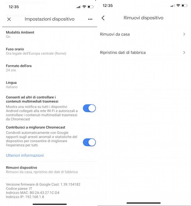 Reset dispositivi Google Home