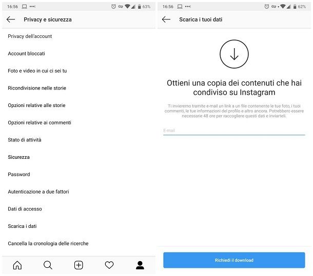 Come fare il backup delle foto di Instagram