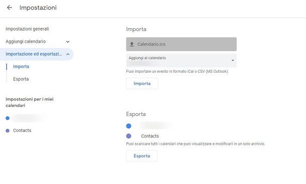 Importazione appuntamenti Google Calendar