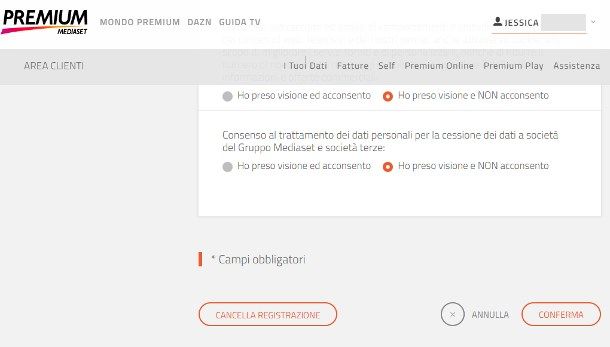 Come eliminare account Mediaset Premium da PC