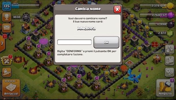 Cambiare nome su Clash of Clans