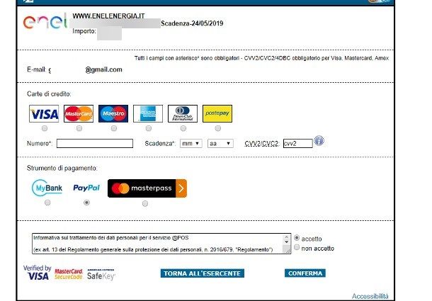 Come pagare bolletta Enel online PayPal