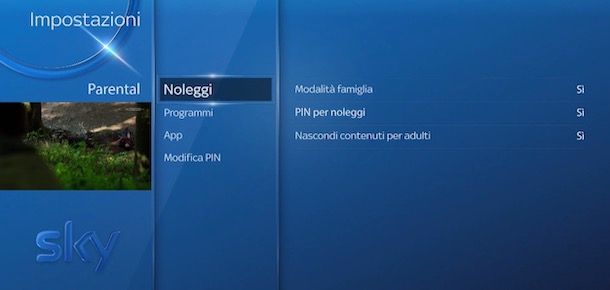 Parental Control su Sky Q