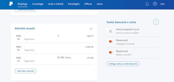 Collegare carta su PayPal