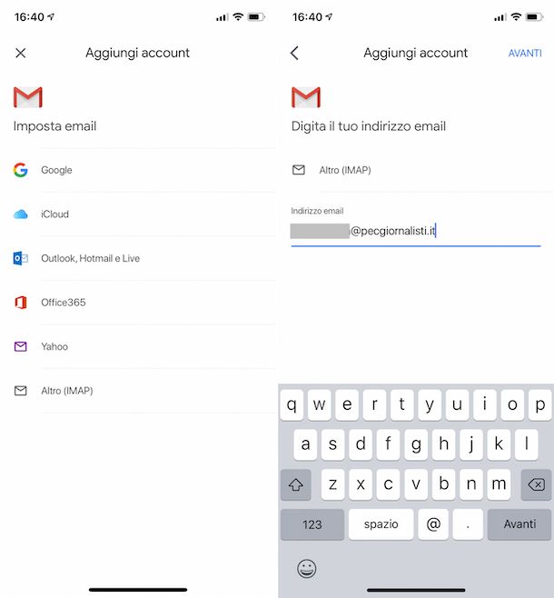 Inviare PEC con Gmail da iOS