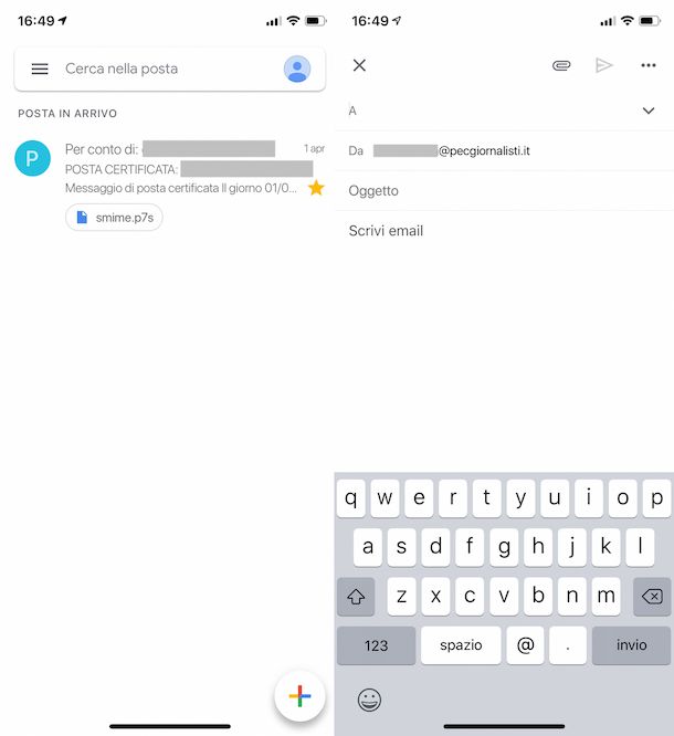 Inviare PEC con Gmail da iOS
