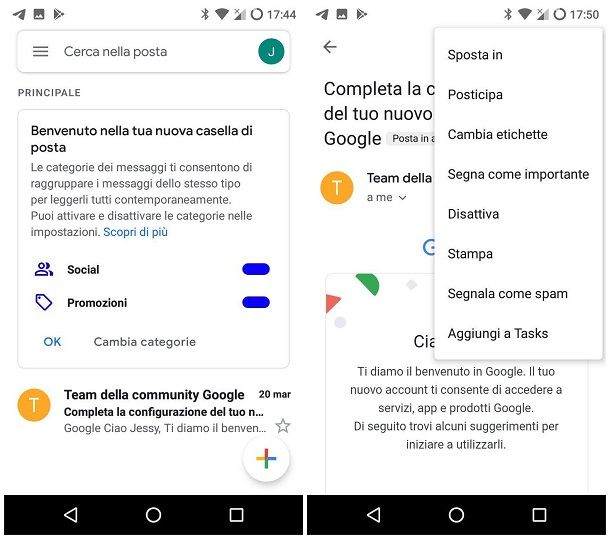 Come funziona Gmail su Android