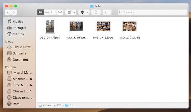 Trasferire foto da Mac a chiavetta USB