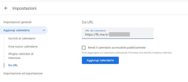 Google Calendar sincronizzato con Facebook
