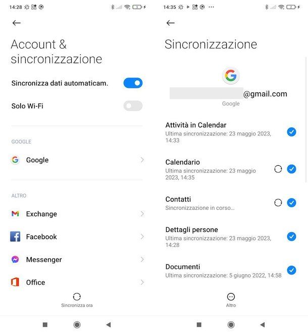 Sincronizzare calendario Google su Android