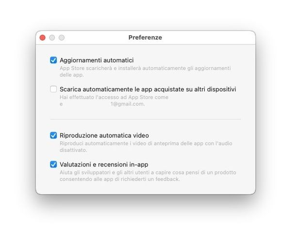 Preferenze Mac App Store