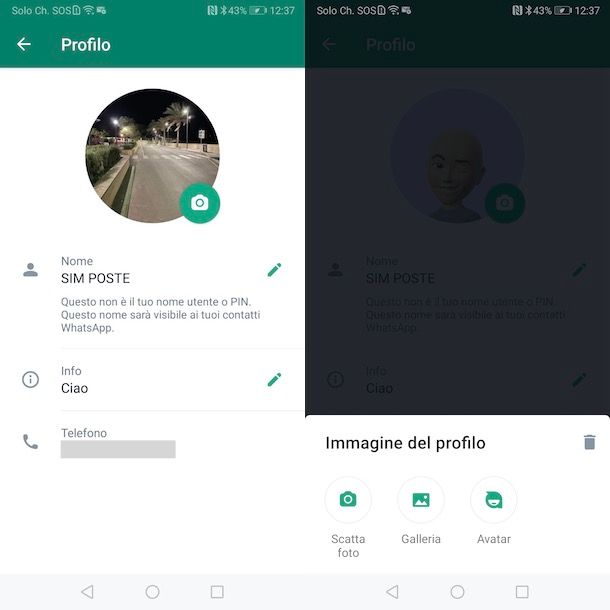 WhatsApp foto profilo app smartphone