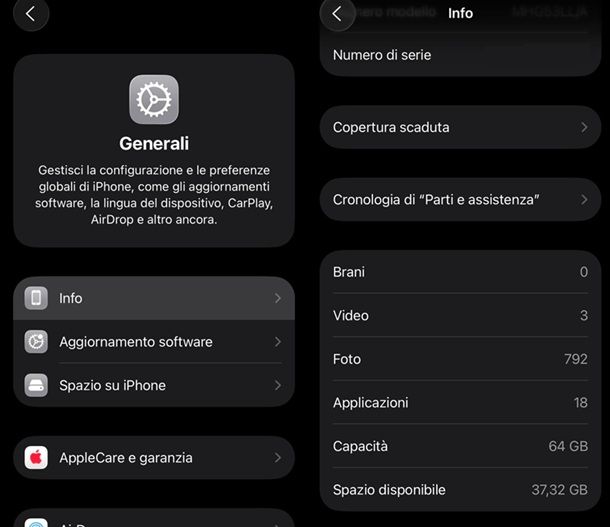 Trovare numero di serie iPhone