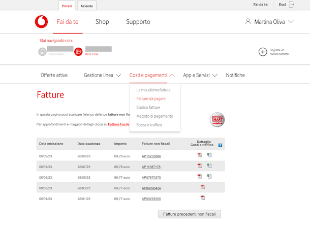 Vodafone fatture