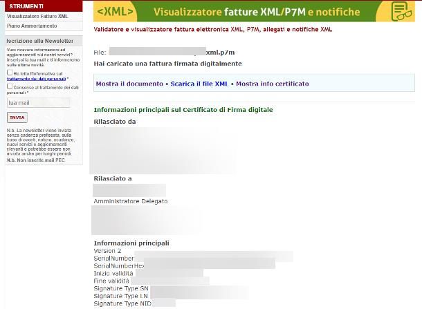 Come aprire file XML.P7M online