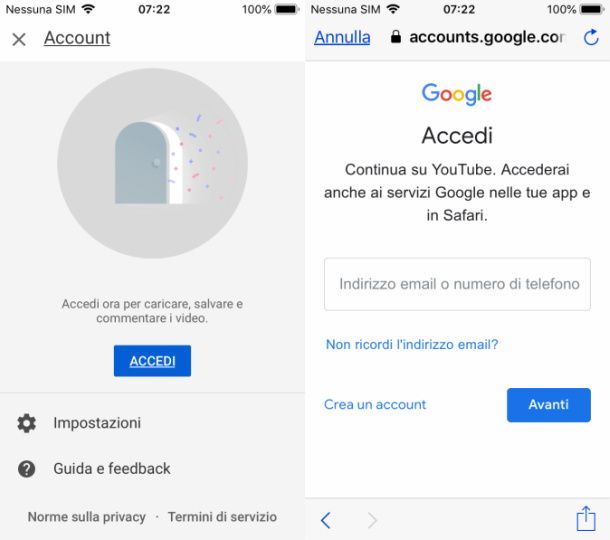 Account Google YouTube