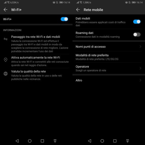 Attivare connessione a Internet su Huawei