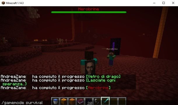 Cambia modalità Sopravvivenza Minecraft