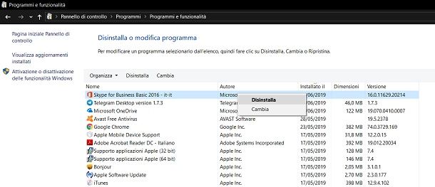 Come disinstallare Skype for Business da Windows 10