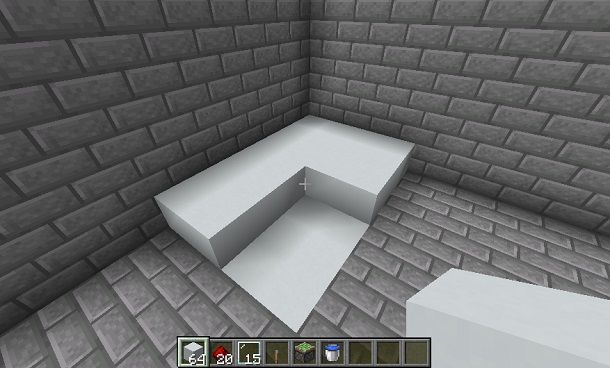 Costruzione elementi su base della doccia Minecraft