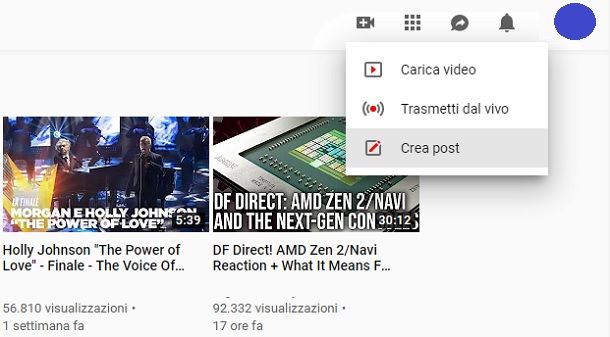 Crea post Youtube Computer