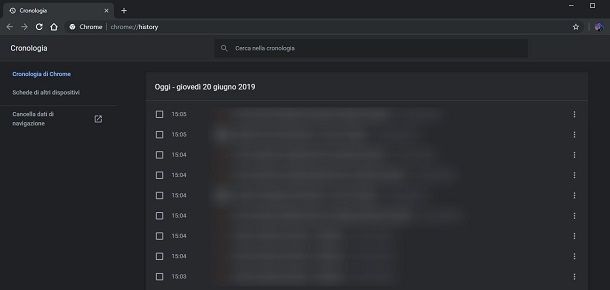 Cronologia Google Chrome su Windows