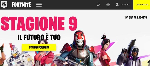 Fortnite home page