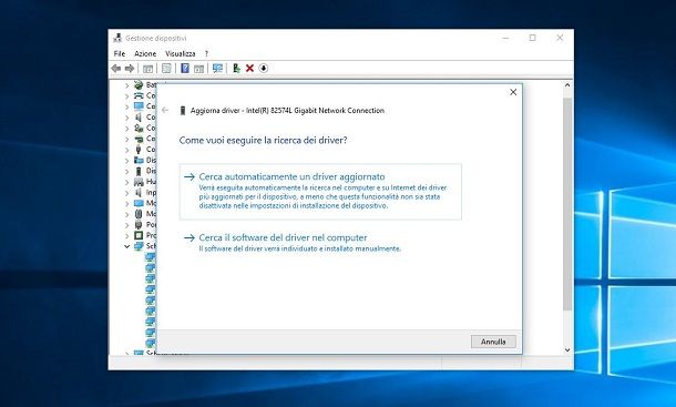 Gestione dispositivi WIndows 10 installazione automatica driver