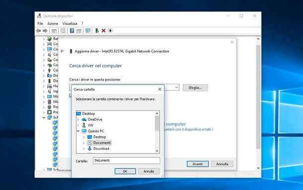 Gestione dispositivi WIndows 10 installazione manuale