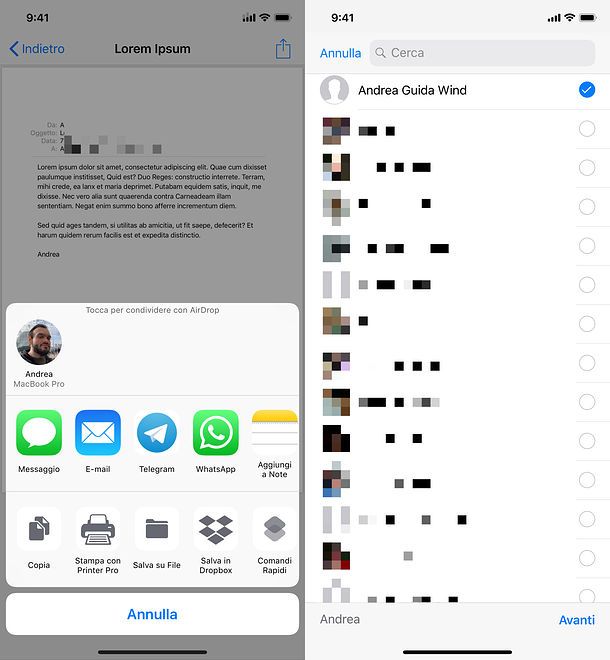 Condivisione PDF WhatsApp su iPhone