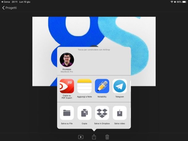 Esportare video da iPad a PC