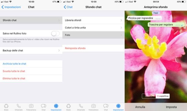 Cambiare sfondo WhatsApp